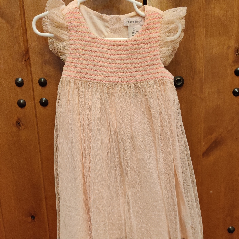 Smocked Top Pink Tulle Toddler Dress